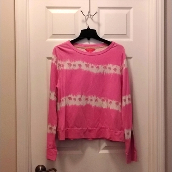 Lilly Pulitzer Pink & Gold Palm Tree Pull on Top 100% Cotton XL - Picture 1 of 14